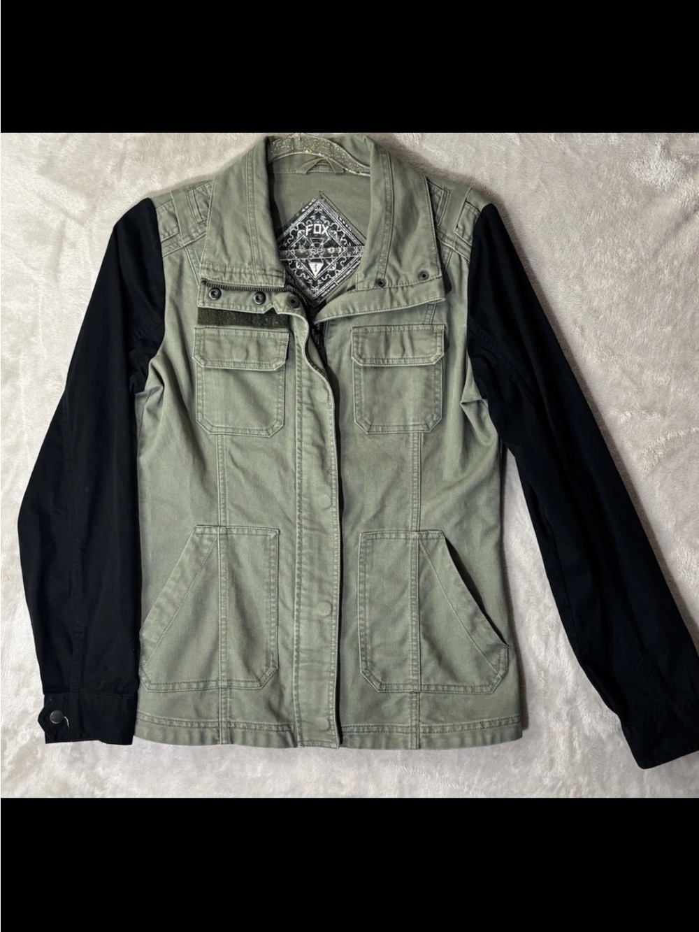 Fox Racing Utility Military Jacket Women’s Small Olive Green Black Full Zip